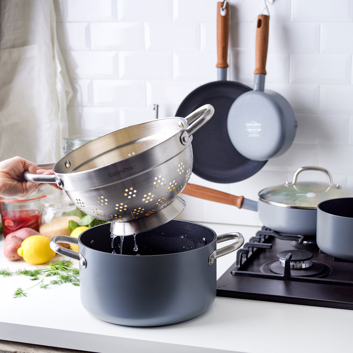 GreenPan Frying Pan Set - with spatula - Mayflower - ø 20 and 24 cm -  ceramic non-stick coating