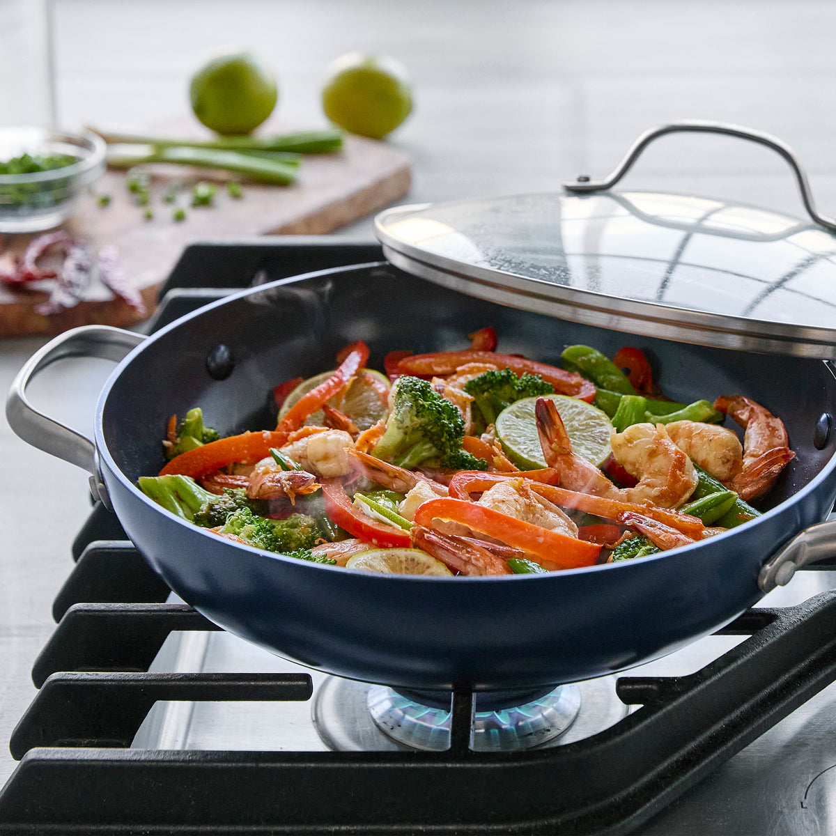 Valencia Pro Ceramic Nonstick 11" Everyday Pan with Lid | Midnight Blue