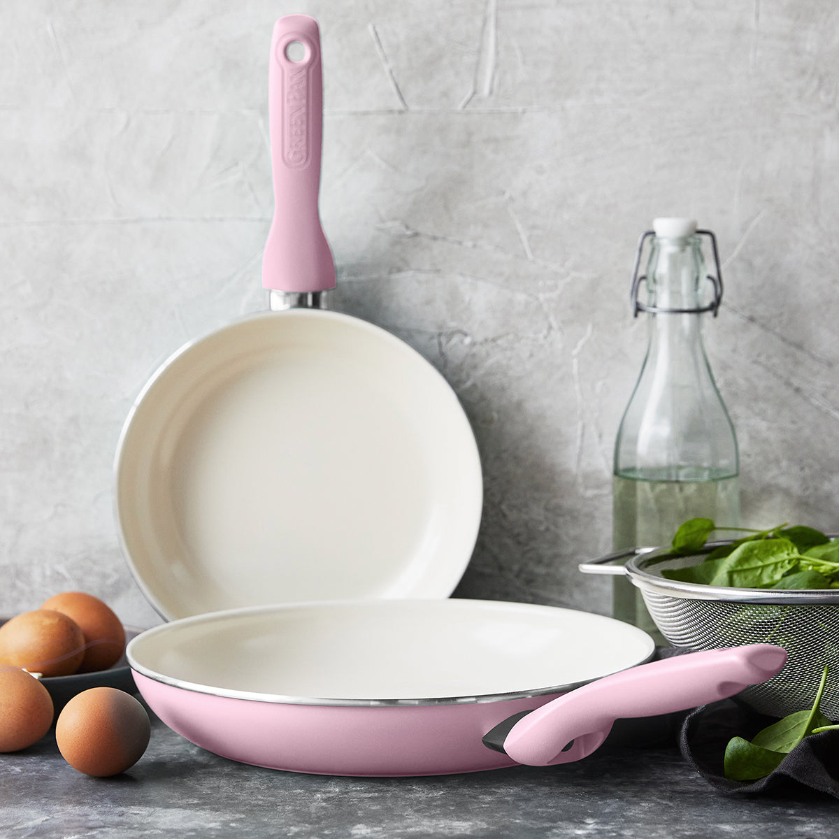 Nonstick Frying Pan Set with Lid, 8 9.5 and 11 Non stick Frying Pan Set,  Pink Pan Frying Pan Skillet Set Omelette Pan Healthy Stone Cookware, PFOA