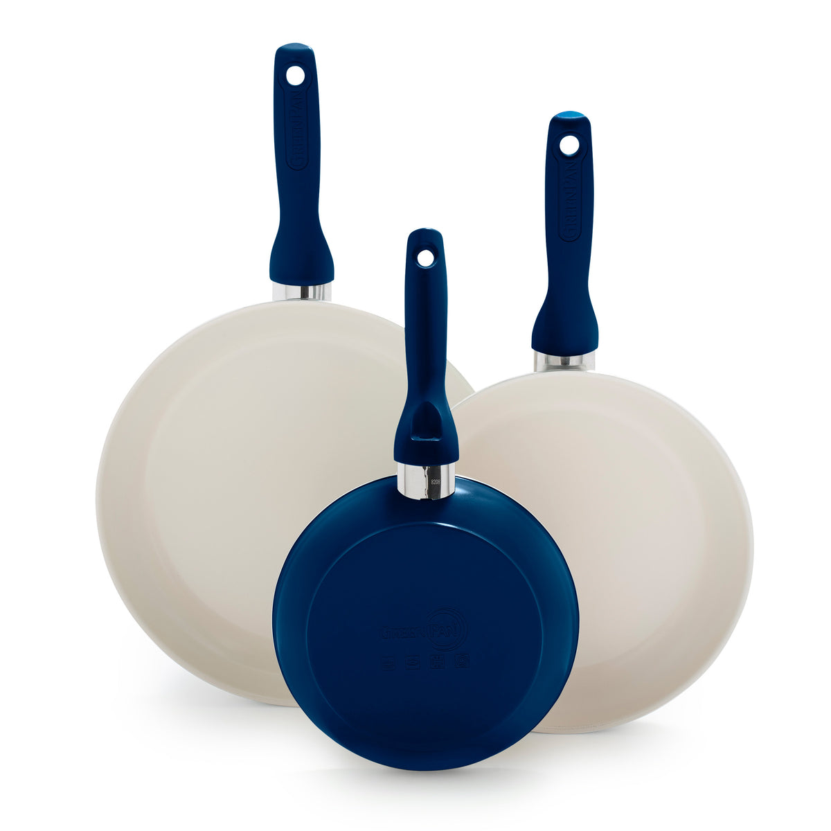 Rio Ceramic Nonstick 7", 9.5" and 11" Frypan Set | Navy