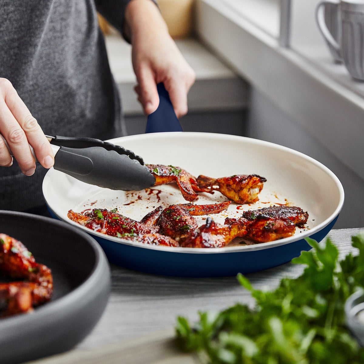 Rio Ceramic Nonstick 7", 9.5" and 11" Frypan Set | Navy