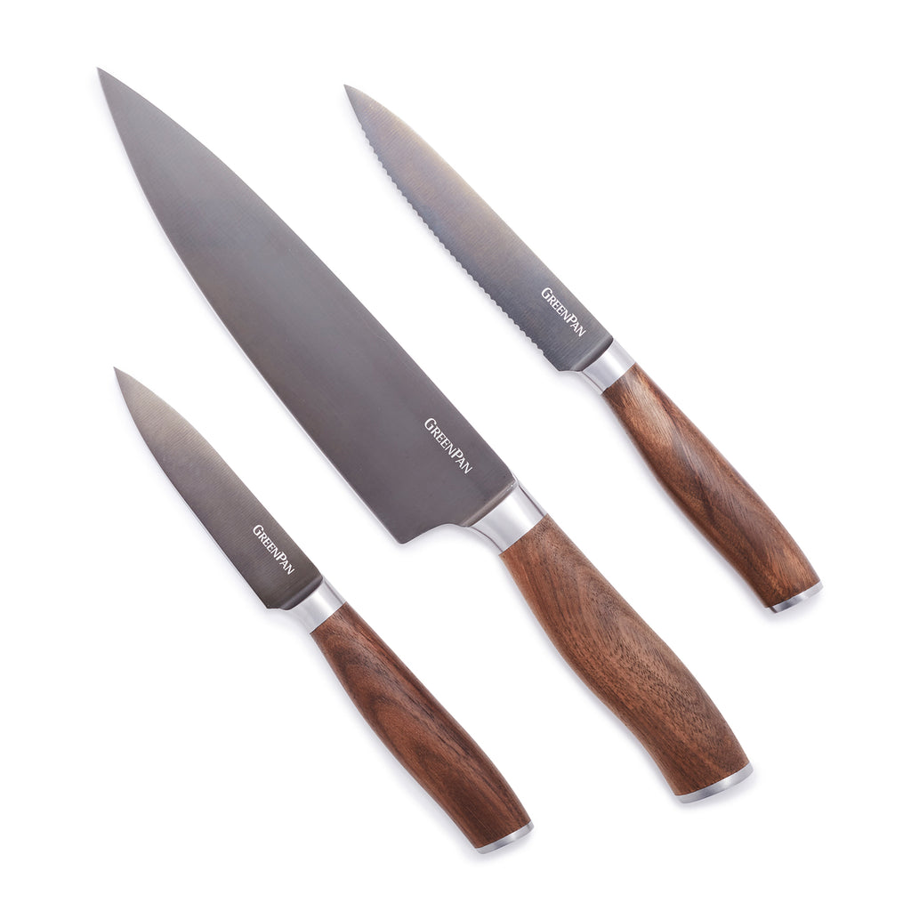 Nontron Traditional Set of 3 Kitchen knives, T3OFRBU 3-piece knife set