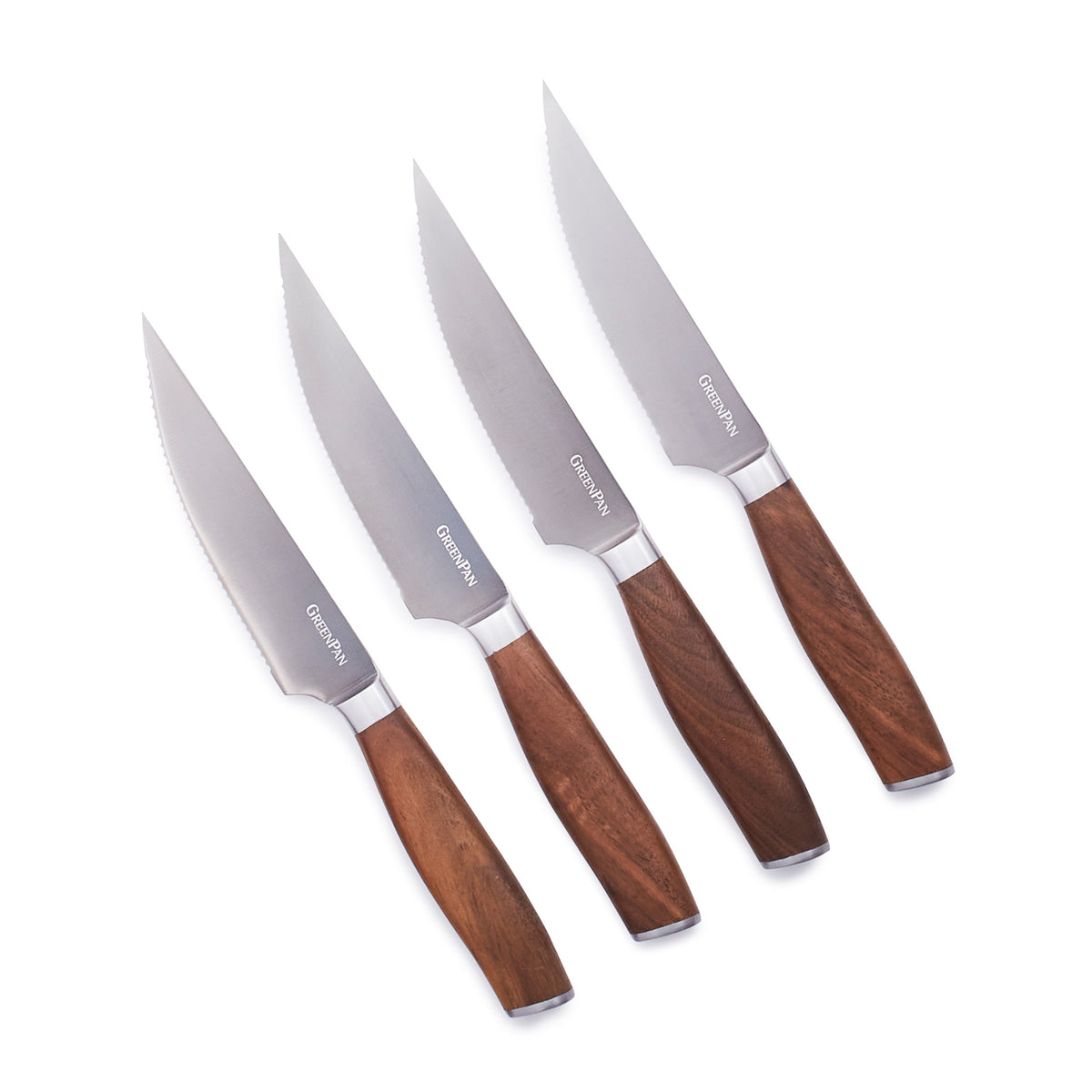 5 Piece Steak Knives set, 4 Steak Knives, And Wood Block