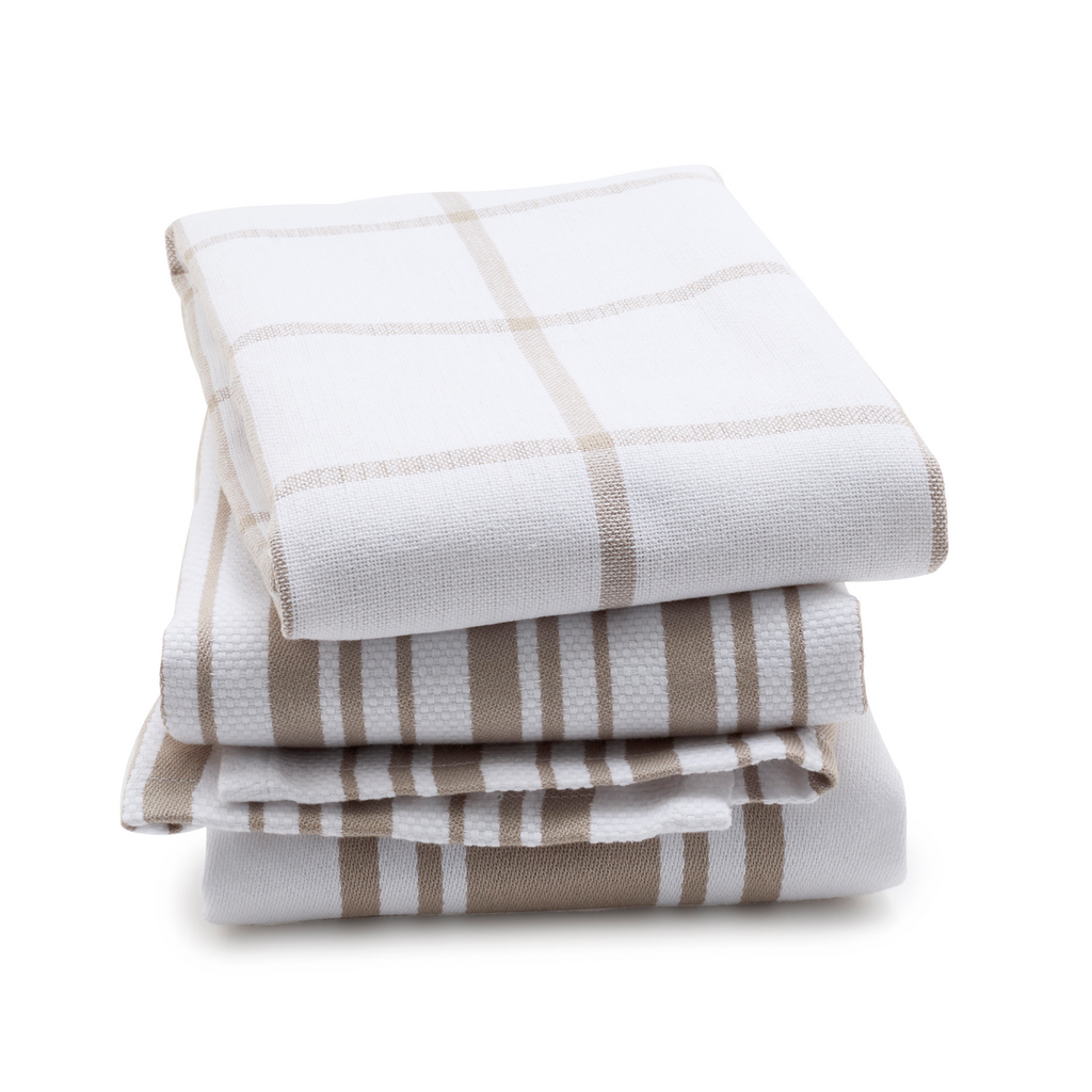 ATANI Kitchen Towel Set of 2-100% Organic Cotton Dish Towels - Kitchen Dish  Towels - White & Brown Tea Towels - Hand Towels for Kitchen - 2 Pack