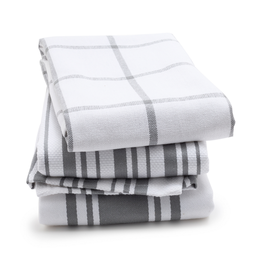 Set of 3 Lightweight Grey Kitchen Towels Handmade From Pure and Soft Washed  Linen. Striped Dish Towels. Eco Friendly Tea Towels With Stripes 