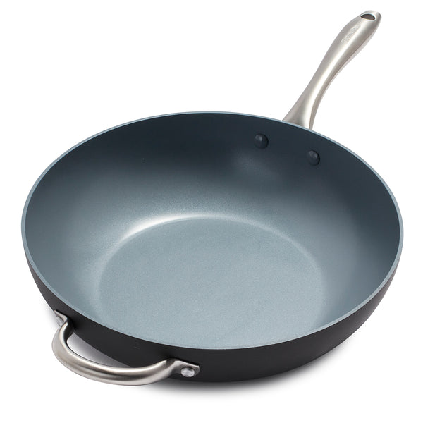 GreenPan™ Premiere Ceramic Nonstick 12-In Covered Wok with Helper Handle