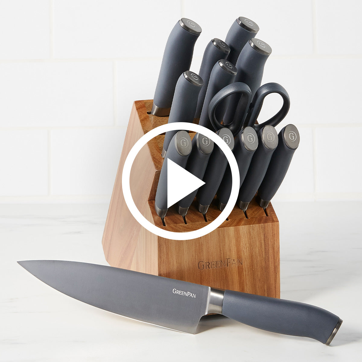 3 Piece Printed Knife Set with Sheaths, Marble