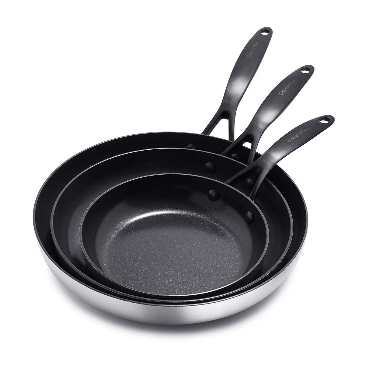 Venice Pro Noir Ceramic Nonstick 8", 10", and 12" Frypan Set