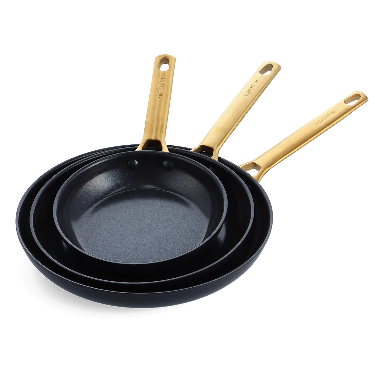 FGY 6 Pcs Nonstick Frying Pan Set Ceramic Coated - 8, 9.5 & 11 Fry Pans  w/ Lid (Black) 