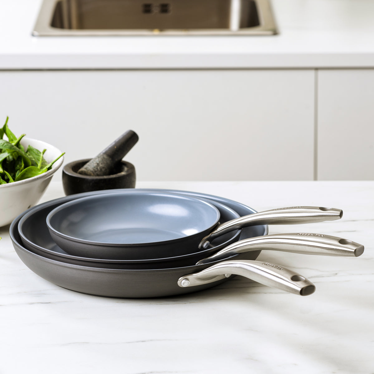 Lima Ceramic Nonstick 8", 10" and 12" Frypan Set