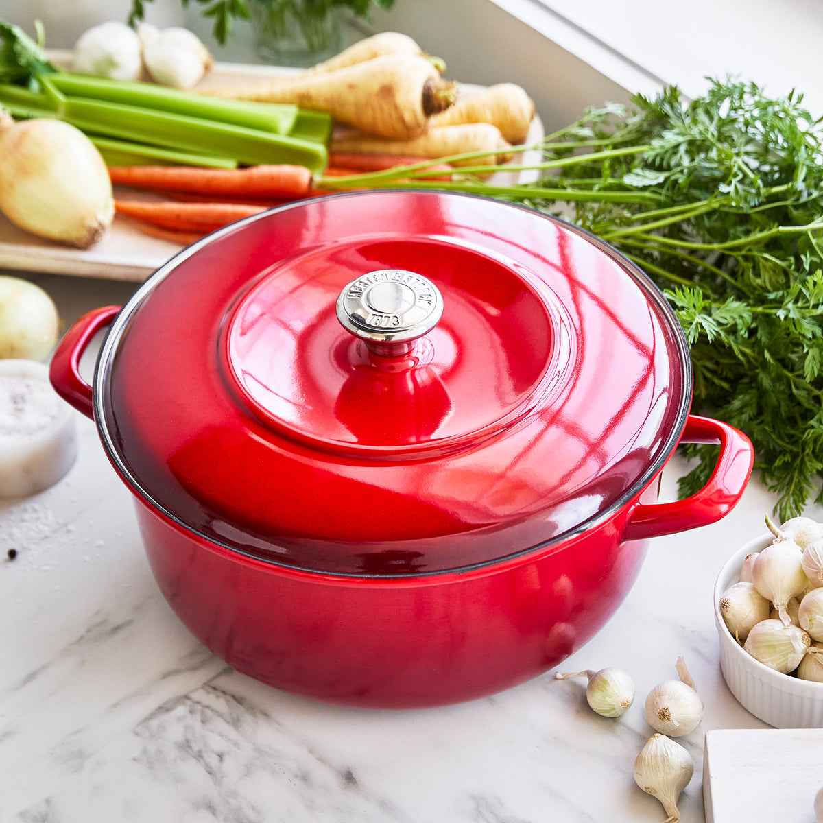 Merten & Storck Enameled Iron 1873 Dutch Oven, 7-Quart | Foundry Red