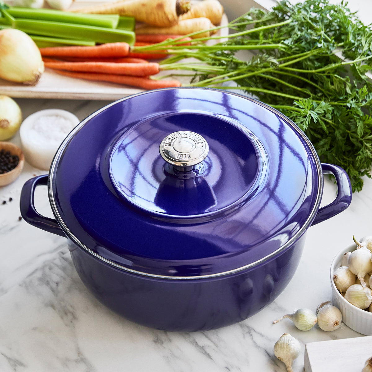 Merten & Storck Enameled Iron 1873 Dutch Oven, 7-Quart | Cobalt Blue