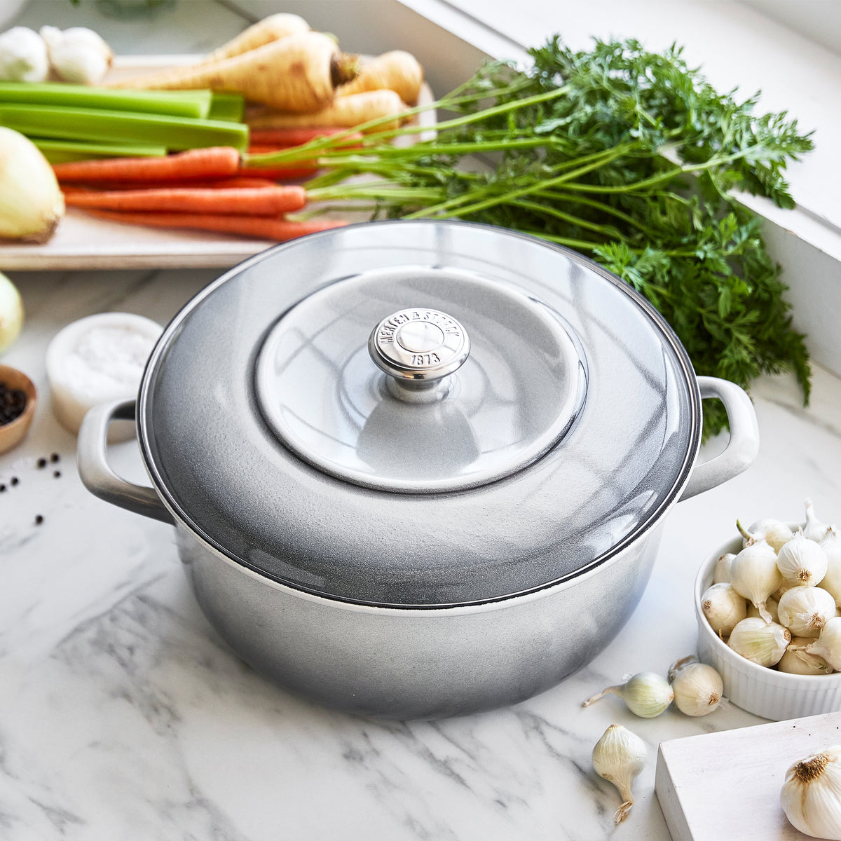 Merten & Storck Enameled Iron 1873 Dutch Oven, 7-Quart | Cloud Gray