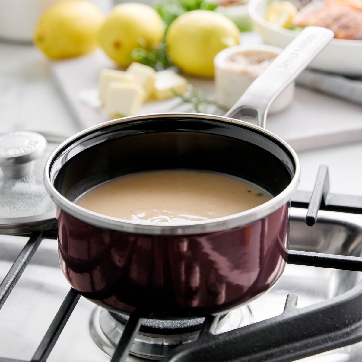 Merten & Storck Steel Core Enameled 1.5-Quart Saucepan with Lid | Chocolate Truffle