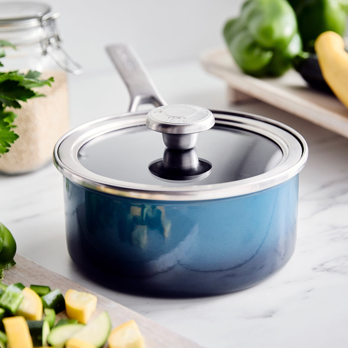 Merten & Storck Steel Core Enameled 2-Quart Saucepan with Lid | Aegean Teal