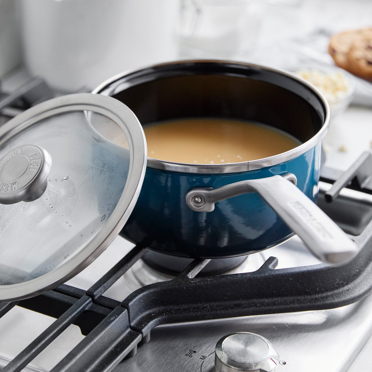 Merten & Storck Steel Core Enameled 2-Quart Saucepan with Lid | Aegean Teal