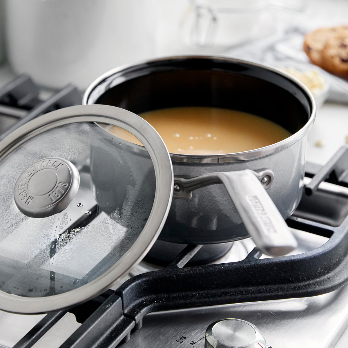 Merten & Storck Steel Core Enameled 2-Quart Saucepan with Lid | Cloud Gray