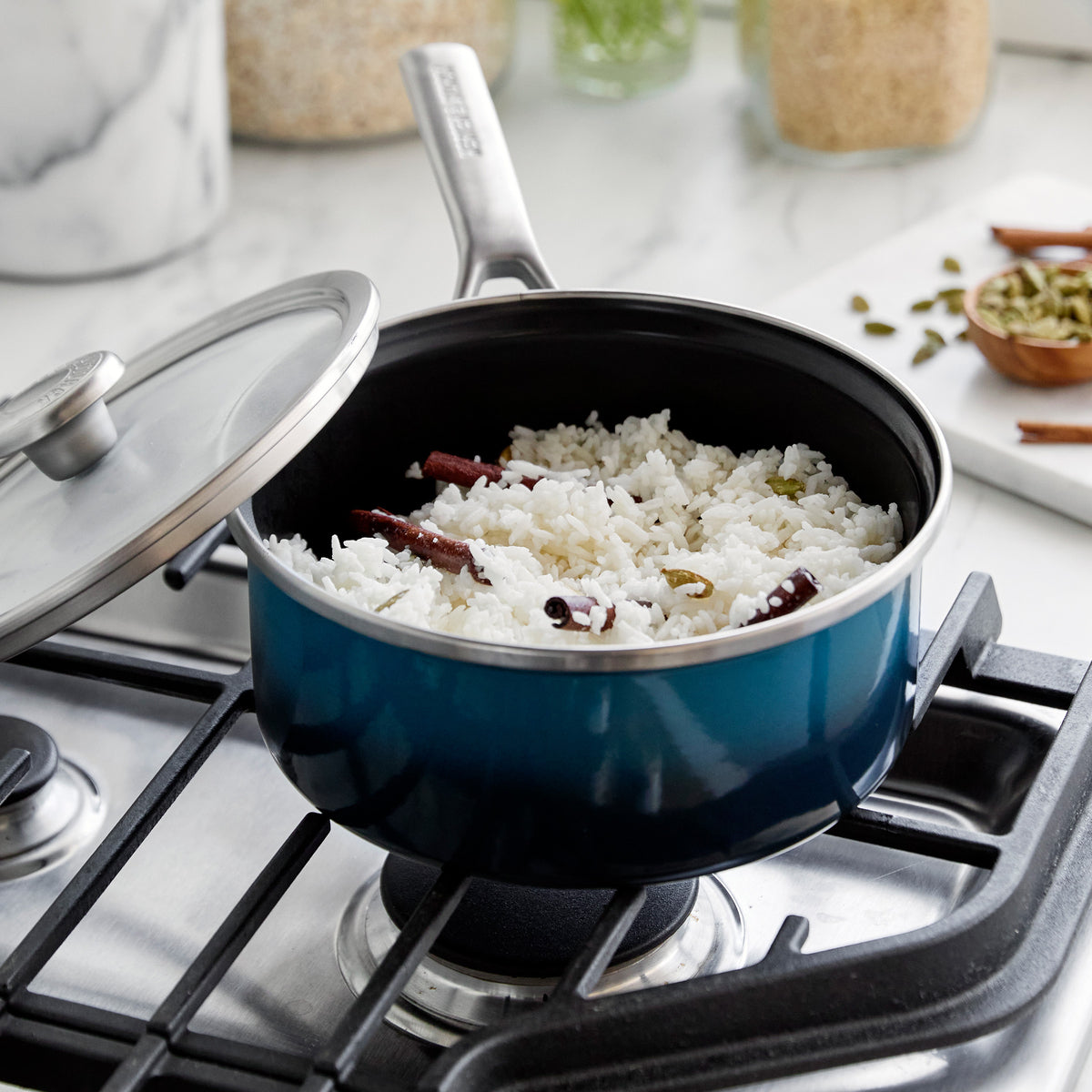 Merten & Storck Steel Core Enameled 2.5-Quart Saucepan with Lid | Aegean Teal