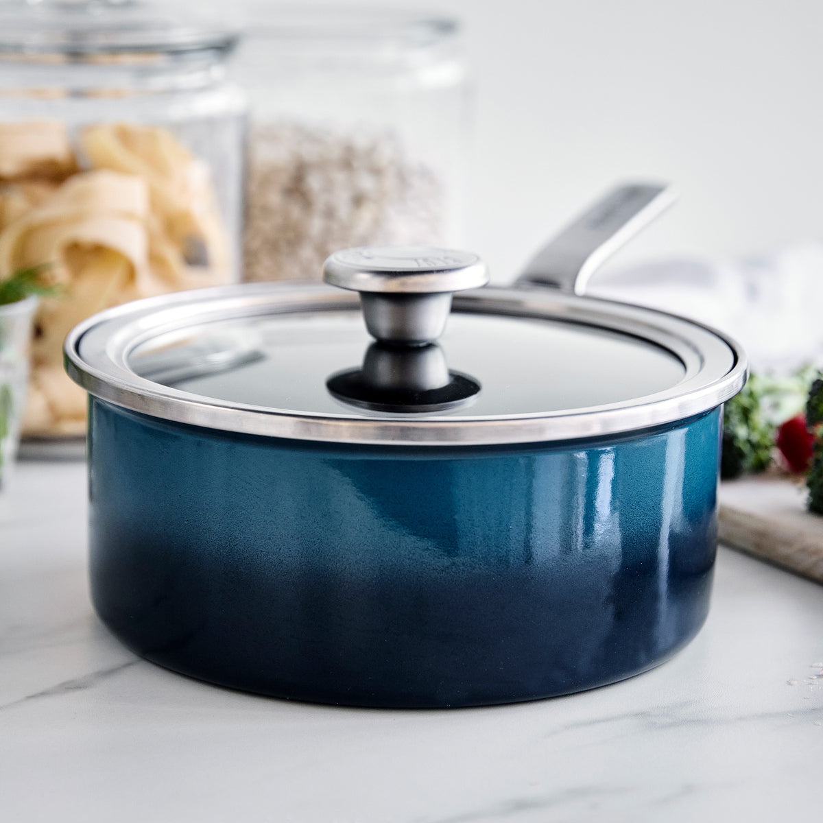 Merten & Storck Steel Core Enameled 2.5-Quart Saucepan with Lid | Aegean Teal