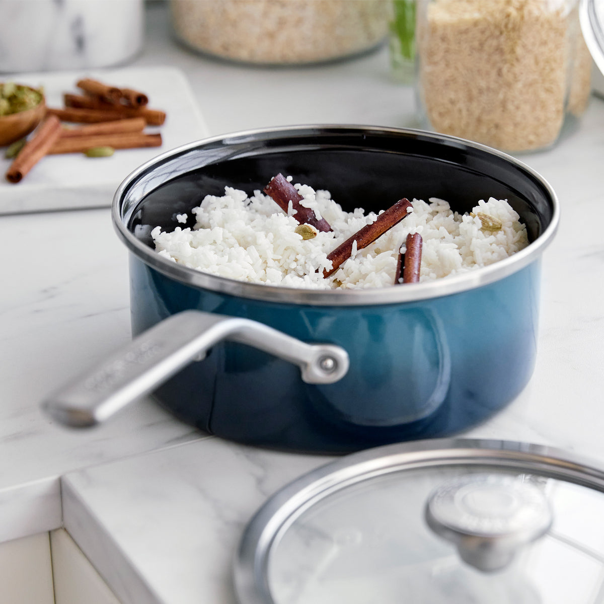 Merten & Storck Steel Core Enameled 2.5-Quart Saucepan with Lid | Aegean Teal