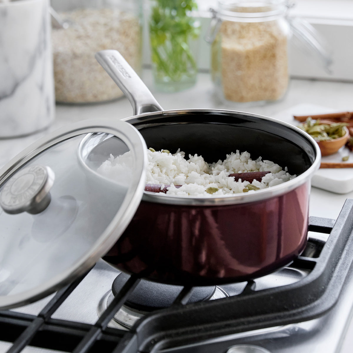 Merten & Storck Steel Core Enameled 2.5-Quart Saucepan with Lid | Chocolate Truffle