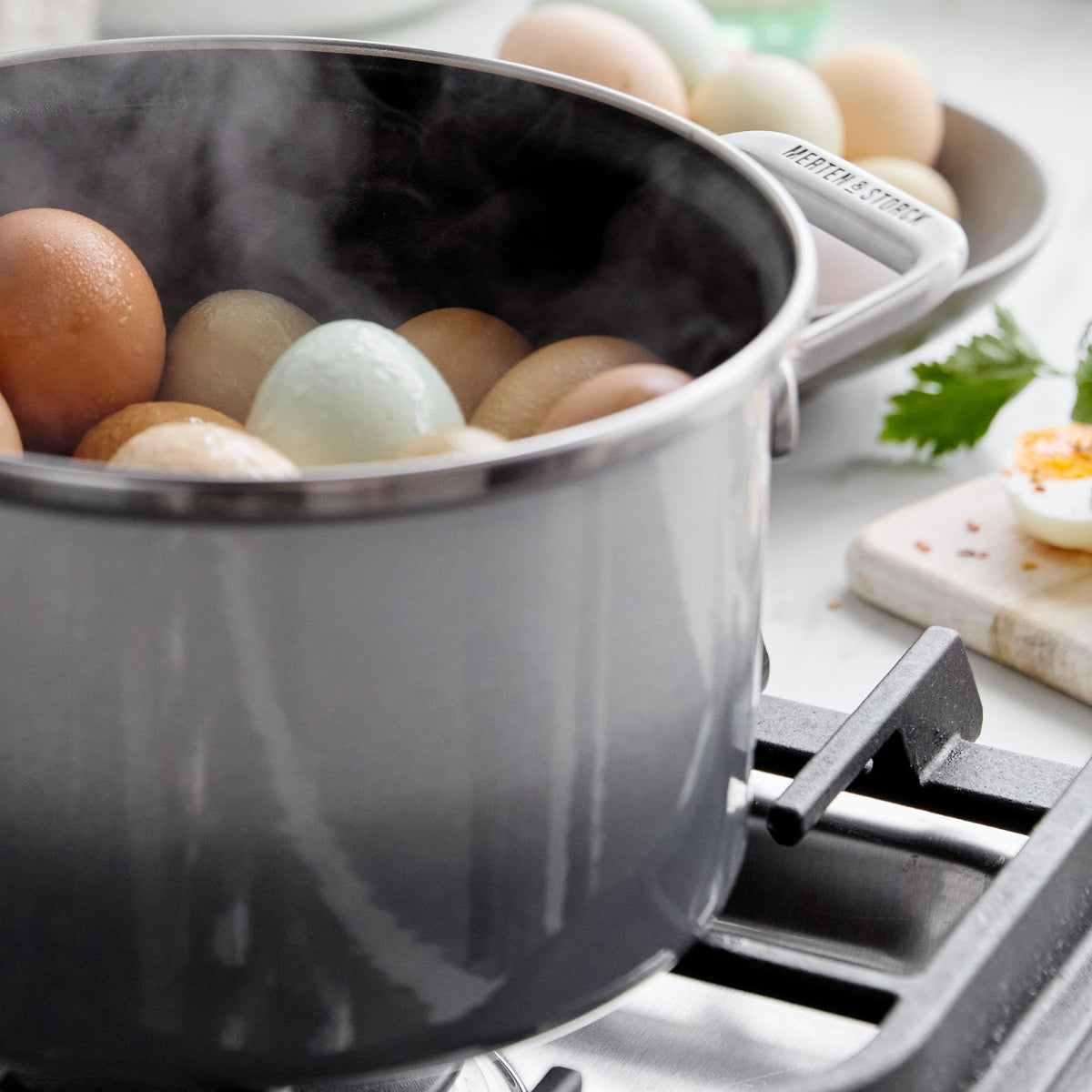 Merten & Storck Steel Core Enameled 4-Quart Stockpot with Lid | Cloud Gray