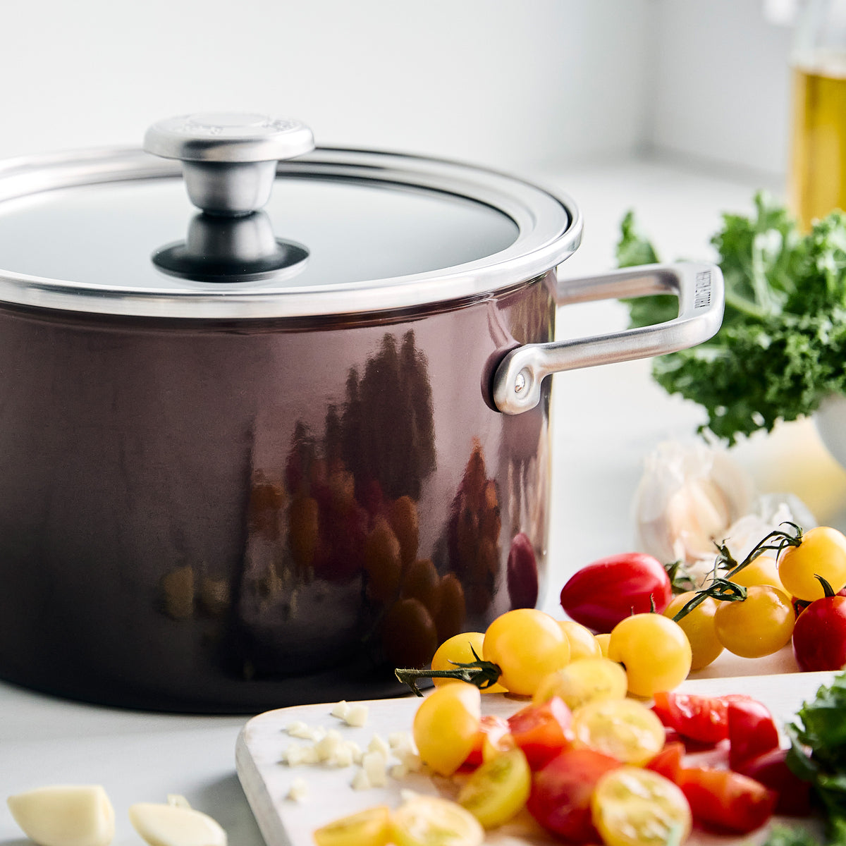 Merten & Storck Steel Core Enameled 4-Quart Stockpot with Lid | Chocolate Truffle