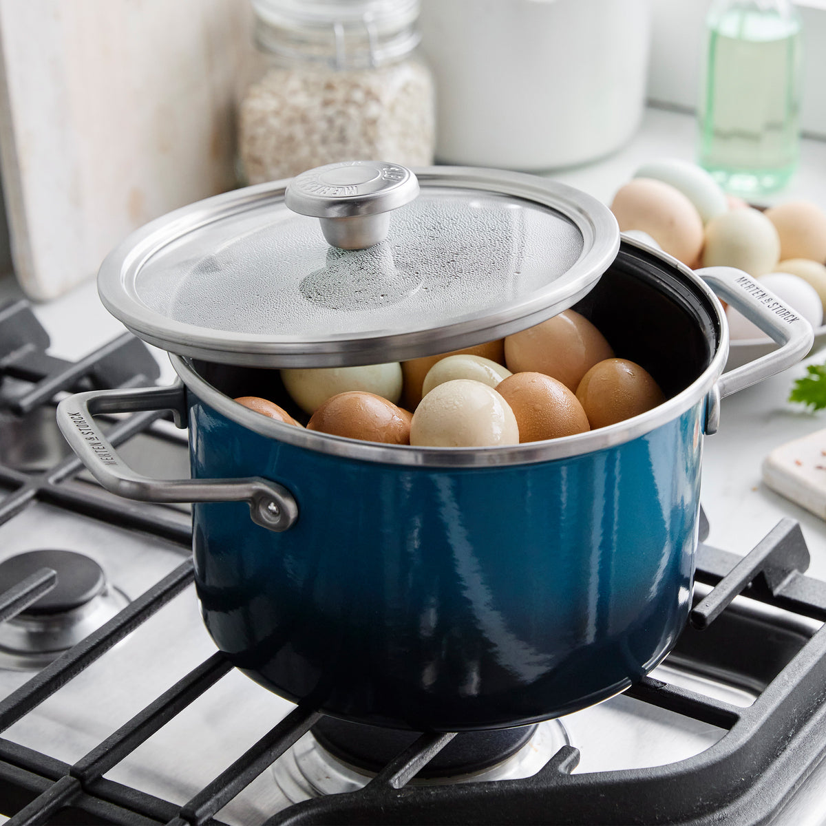 Merten & Storck Steel Core Enameled 6-Quart Stockpot with Lid | Aegean Teal