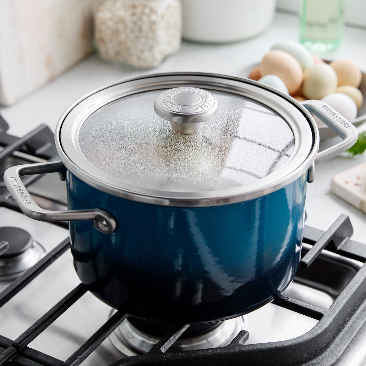 Merten & Storck Steel Core Enameled 6-Quart Stockpot with Lid | Aegean Teal