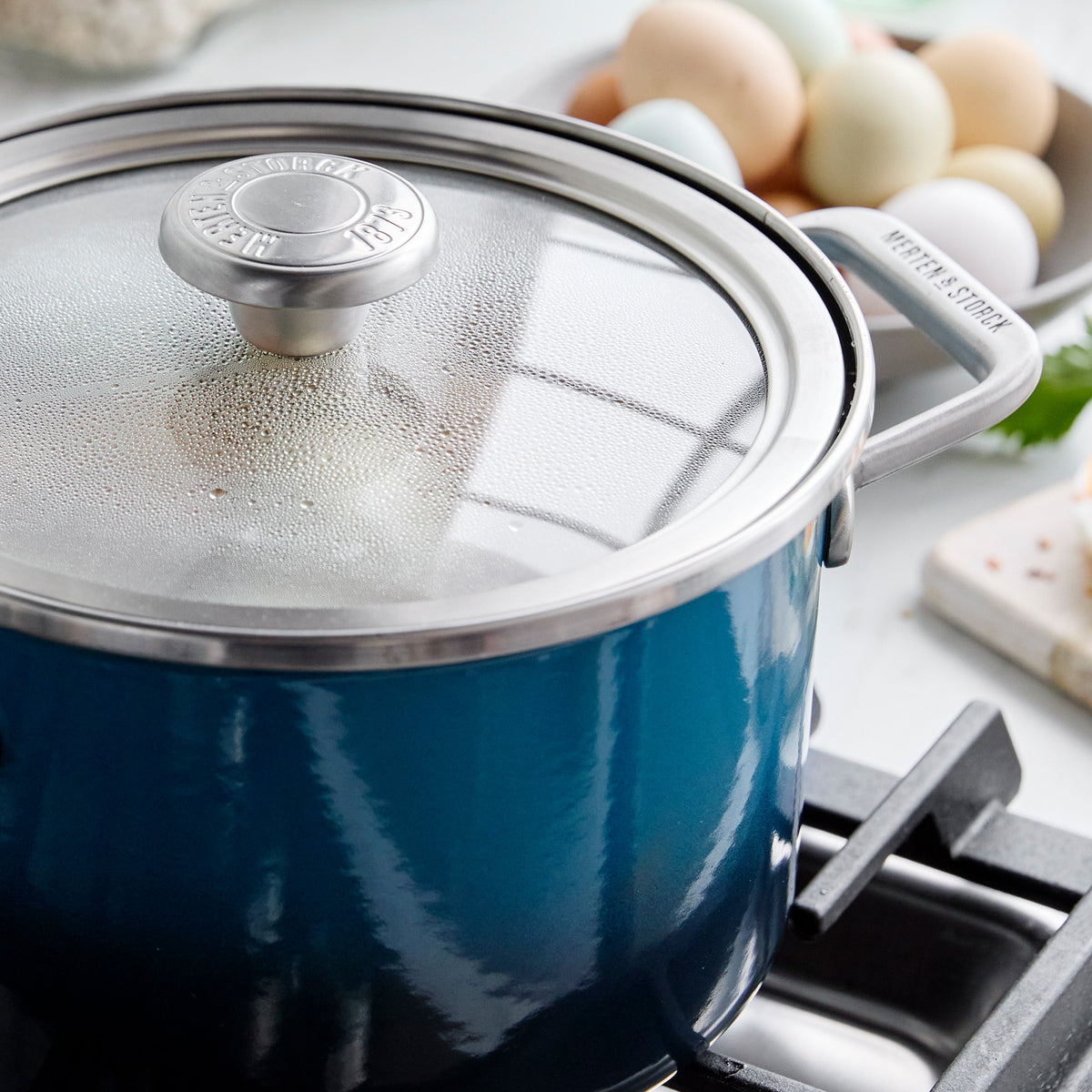 Merten & Storck Steel Core Enameled 6-Quart Stockpot with Lid | Aegean Teal