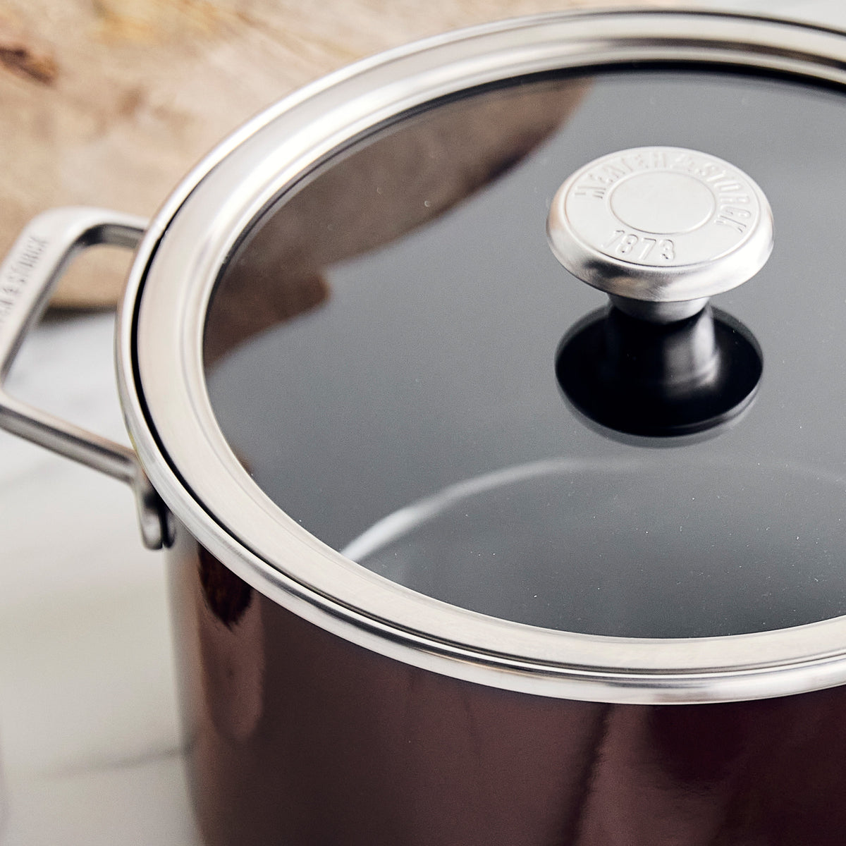 Merten & Storck Steel Core Enameled 6-Quart Stockpot with Lid | Chocolate Truffle