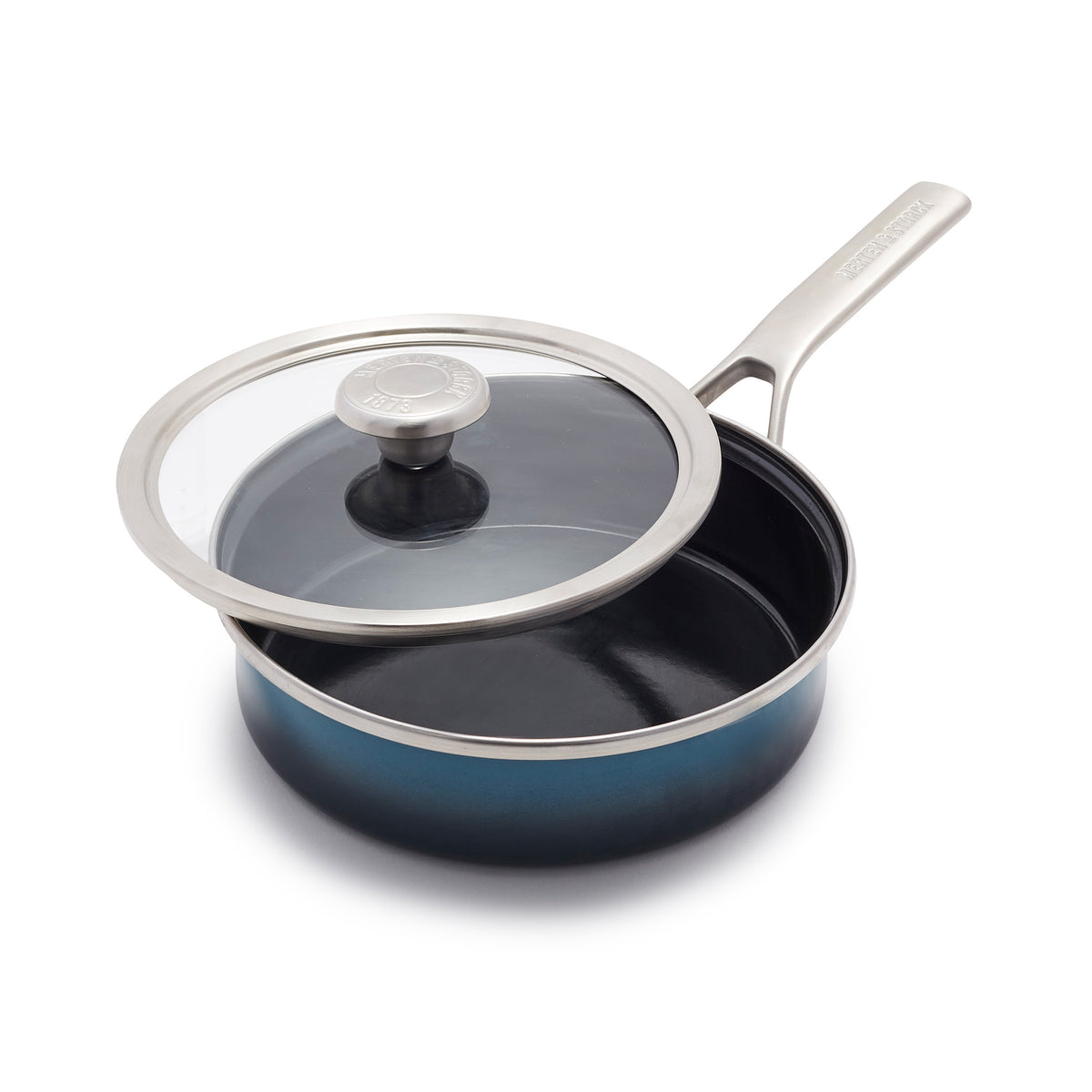 Enameled Cast Iron 2 Quart Sauce Pan with Lid - Blue