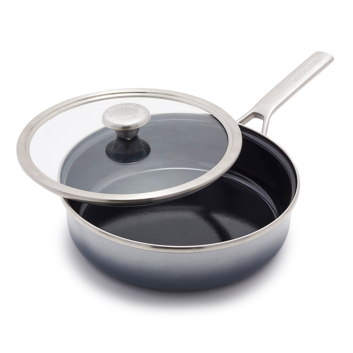 Merten & Storck Steel Core Enameled 3-Quart Sauté Pan with Lid | Cloud Gray