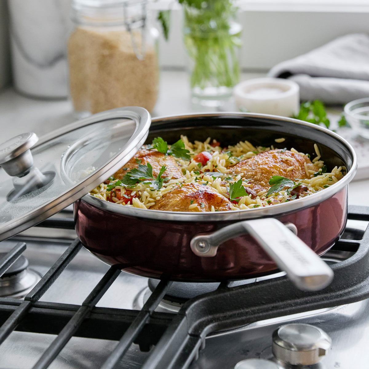 Merten & Storck Steel Core Enameled 3-Quart Sauté Pan with Lid | Chocolate Truffle