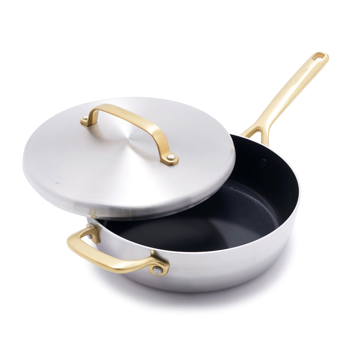 GP5 Stainless Steel 4-Quart Sauté Pan with Lid | Champagne Handles