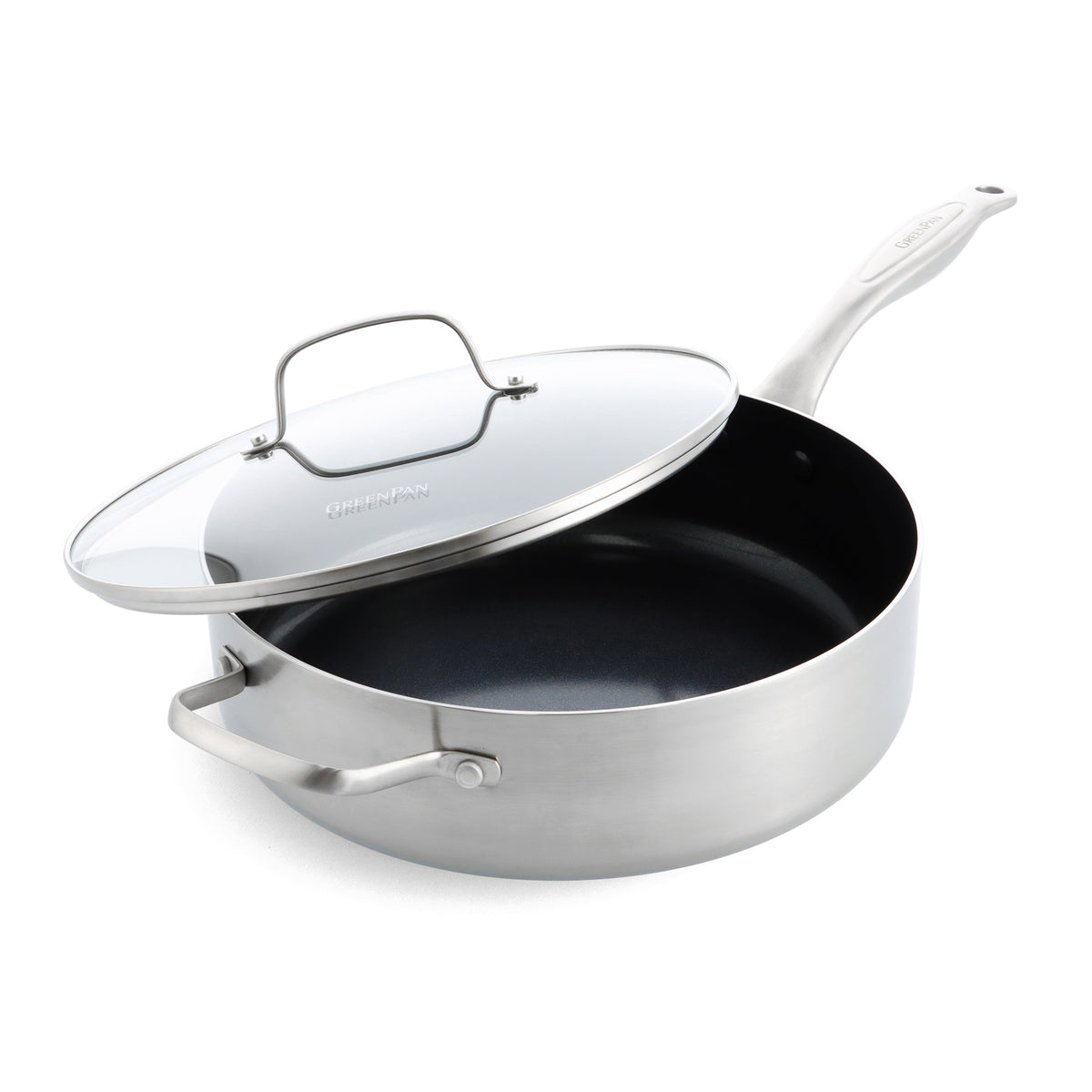 TriClad Ceramic Nonstick 5-Quart Sauté Pan with Lid and Helper Handle