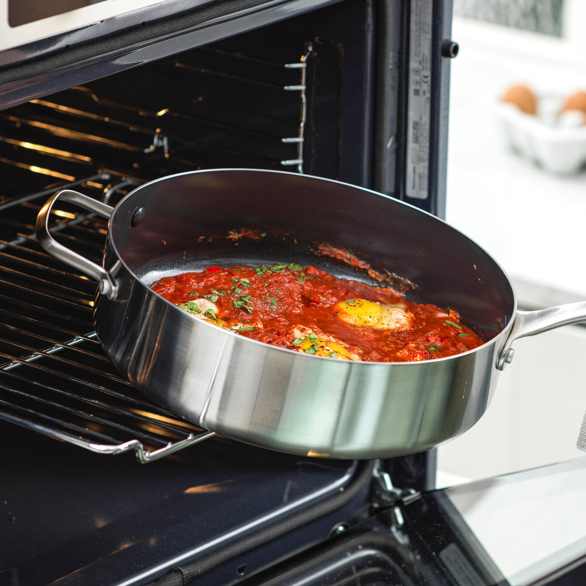 TriClad Ceramic Nonstick 5-Quart Sauté Pan with Lid and Helper Handle