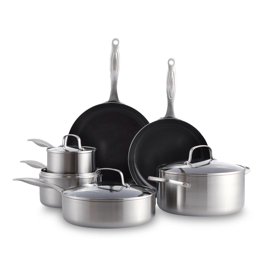 c&g outdoors 12 - Piece Non-Stick Stainless Steel (18/10) Cookware Set