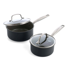 Chatham Ceramic Nonstick 1-Quart and 2-Quart Saucepan Set with Lids