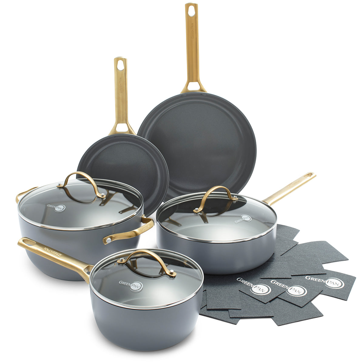 Thyme & Table Nonstick 12 Piece Cookware Set, Taupe 